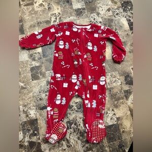 Souris Mini Festive Red and White Footie Pajamas with Winter Motifs 12-18 months